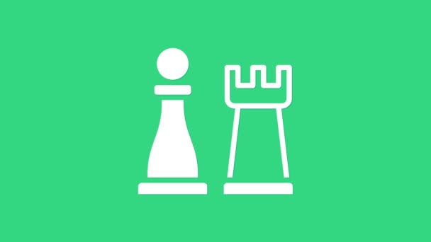Fehér sakk ikon elszigetelt zöld alapon. Üzleti stratégia. Játék, menedzsment, pénzügy. 4K Videó mozgás grafikus animáció — Stock videók