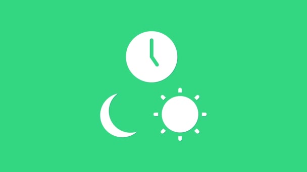 Branco Dia e noite com ícone de tempo isolado no fundo verde. Animação gráfica em movimento de vídeo 4K — Vídeo de Stock