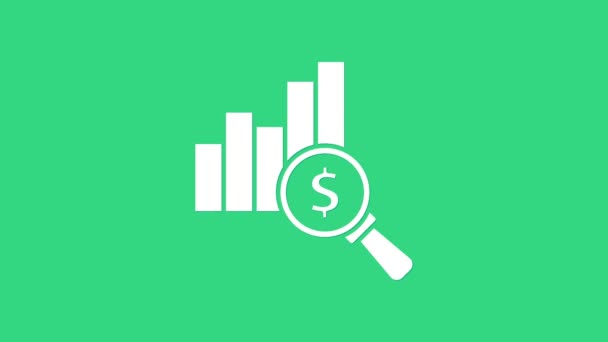 Infografía de gráfico de pastel blanco e icono de símbolo de dólar aislado sobre fondo verde. Signo de diagrama gráfico. Animación gráfica de vídeo 4K — Vídeos de Stock