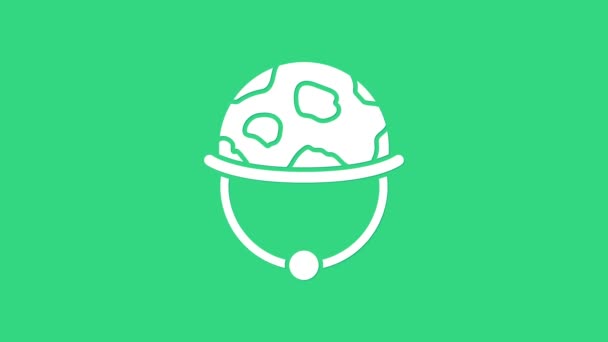 Hvid militær hjelm ikon isoleret på grøn baggrund. Army hat symbol på forsvar og beskytte. Beskyttende hat. 4K Video bevægelse grafisk animation – Stock-video