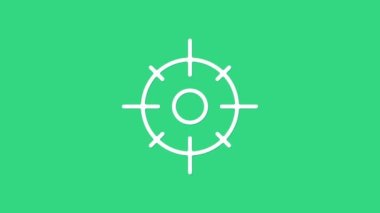 Beyaz Hedef spor simgesi yeşil arka planda izole edildi. Atış mesafesi ya da atış mesafesi için sayıları olan temiz bir hedef. 4K Video hareketli grafik canlandırması