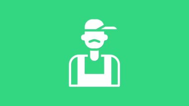 Beyaz Tesisatçı simgesi yeşil arka planda izole edildi. 4K Video hareketli grafik canlandırması