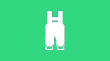 Beyaz İş tulumları yeşil arkaplanda izole edilmiş. 4K Video hareketli grafik canlandırması