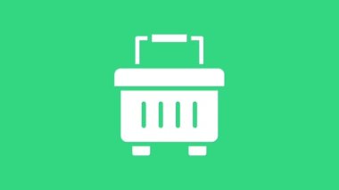 Yeşil arkaplanda beyaz araç kutusu simgesi izole edildi. Alet kutusu tabelası. 4K Video hareketli grafik canlandırması