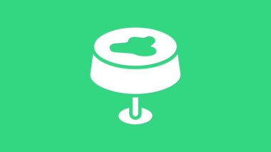 Masa örtüsü simgesindeki beyaz leke yeşil arkaplanda izole edilmiş. 4K Video hareketli grafik canlandırması