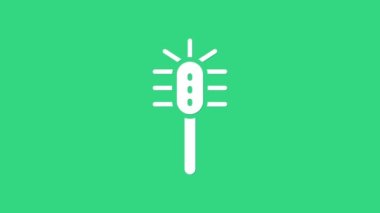 Beyaz tuvalet fırçası simgesi yeşil arkaplanda izole edildi. 4K Video hareketli grafik canlandırması