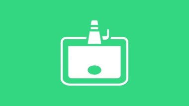 Yeşil arka planda su musluğu ikonu olan beyaz lavabo. 4K Video hareketli grafik canlandırması