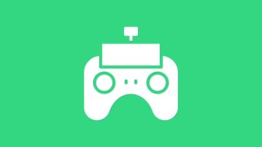 Yeşil arkaplanda beyaz uzaktan kontrol simgesi izole edildi. 4K Video hareketli grafik canlandırması