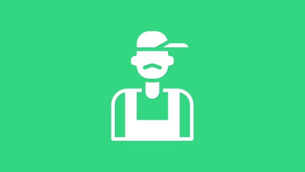 Witte loodgieter pictogram geïsoleerd op groene achtergrond. 4K Video motion grafische animatie — Stockvideo