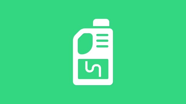 White Drain ícone garrafa mais limpo isolado no fundo verde. Limpeza de canos de água. Símbolo de reparação de encanamento. Animação gráfica em movimento de vídeo 4K — Vídeo de Stock