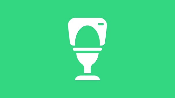 Weißes Symbol der Toilettenschüssel isoliert auf grünem Hintergrund. 4K Video Motion Grafik Animation — Stockvideo