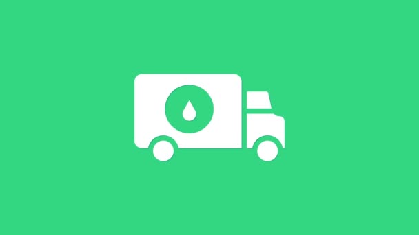 Λευκό εικονίδιο αυτοκινήτου υπηρεσία υδραυλικός απομονώνονται σε πράσινο φόντο. 4K Γραφική κίνηση κίνησης βίντεο — Αρχείο Βίντεο