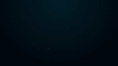 Parlayan neon hattı, siyah arka planda izole edilmiş kalkan ikonu olan domuz kumbarası. Tasarruf ya da para birikimi, yatırım. 4K Video hareketli grafik canlandırması