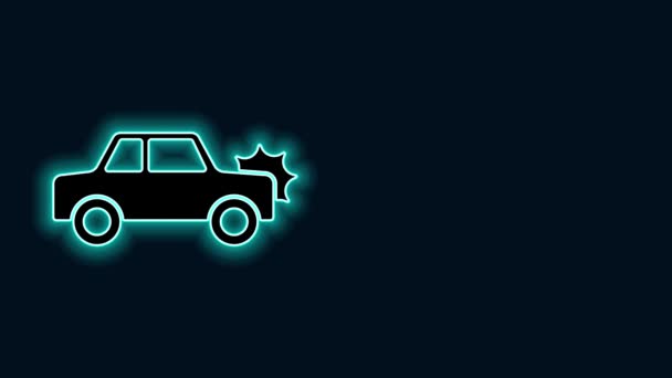Leuchtende Leuchtschrift Auto-Symbol isoliert auf schwarzem Hintergrund. Versicherungskonzept. Sicherheit, Sicherheit, Schutz, Schutzkonzept. 4K Video Motion Grafik Animation — Stockvideo