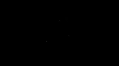 Beyaz çizgi ev simgesi siyah arkaplanda izole edildi. Sigorta konsepti. Güvenlik, güvenlik, koruma, konsept koruma. 4K Video hareketli grafik canlandırması