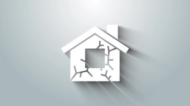 Beyaz Saray simgesi gri arka planda izole edildi. Sigorta konsepti. Güvenlik, güvenlik, koruma, konsept koruma. 4K Video hareketli grafik canlandırması