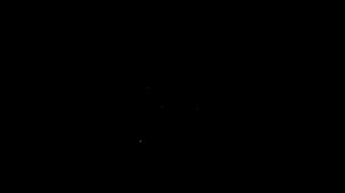 Beyaz çizgi hayat sigortası, siyah arka planda kalkan ikonu var. Güvenlik, güvenlik, koruma, konsept koruma. 4K Video hareketli grafik canlandırması