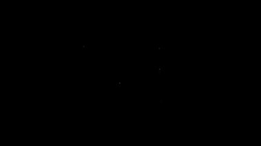 Siyah zemin üzerinde kalkan simgesi olan beyaz çizgi kredi kartı. Çevrimiçi ödeme. Nakit çekilmesi. Finansal operasyonlar. Alışveriş tabelası. 4K Video hareketli grafik canlandırması