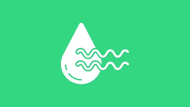 Biały recykling czystej ikony wodnej izolowane na zielonym tle. Kropla wody ze znakiem recyklingu. 4K Animacja graficzna ruchu wideo — Wideo stockowe