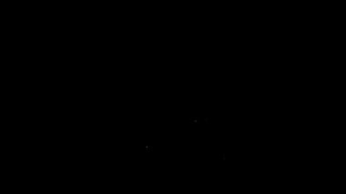 Beyaz çizgi düşüşü ve büyüteç simgesi siyah arkaplanda izole edildi. 4K Video hareketli grafik canlandırması