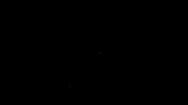 Beyaz çizgi. Siyah zemin üzerinde temiz su ikonu olan büyük şişe. Soğutucu için plastik kap. 4K Video hareketli grafik canlandırması