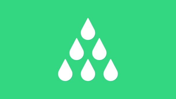 Λευκό εικονίδιο σταγόνα νερό απομονώνονται σε πράσινο φόντο. 4K Γραφική κίνηση κίνησης βίντεο — Αρχείο Βίντεο