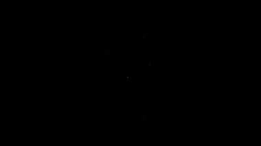 Siyah zemin üzerinde saman ve su ikonu olan beyaz çizgi kağıt bardak. Soda bardağı. Taze soğuk içecek sembolü. 4K Video hareketli grafik canlandırması