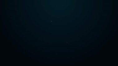 Parlayan neon hattı dondurma ikonu siyah arka planda izole edildi. Güzel sembol. 4K Video hareketli grafik canlandırması