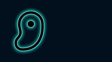Parlayan neon hattı biftek ikonu siyah arka planda izole edildi. 4K Video hareketli grafik canlandırması