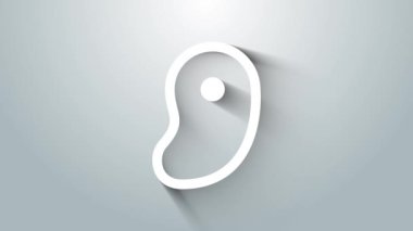 Gri arkaplanda beyaz biftek ikonu var. 4K Video hareketli grafik canlandırması