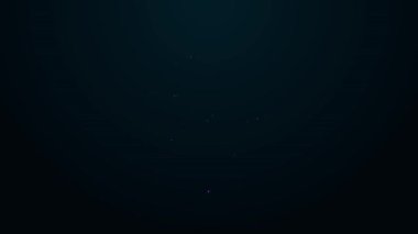 Parlayan neon hattı pizza simgesi siyah arkaplanda izole edildi. Fast food menüsü. 4K Video hareketli grafik canlandırması