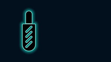 Parlayan neon hattı Hotdog sandviç ikonu siyah arkaplanda izole edildi. Sosis ikonu. Fast food burcu. 4K Video hareketli grafik canlandırması