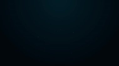 Siyah arka planda izole edilmiş yemek çubuğu ikonu olan bir kasede parlayan neon çizgisi Rice. Geleneksel Asya yemekleri. 4K Video hareketli grafik canlandırması