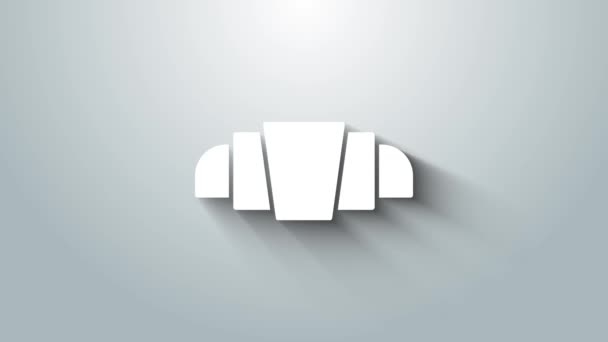 Witte Croissant pictogram geïsoleerd op grijze achtergrond. 4K Video motion grafische animatie — Stockvideo