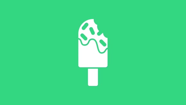 White Ice icoon geïsoleerd op groene achtergrond. Lief symbool. 4K Video motion grafische animatie — Stockvideo
