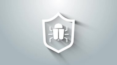 Beyaz Sistem hata konsepti simgesi gri arkaplanda izole edildi. Kod hatası konsepti. Sistemde hata var. Böcek araması. 4K Video hareketli grafik canlandırması