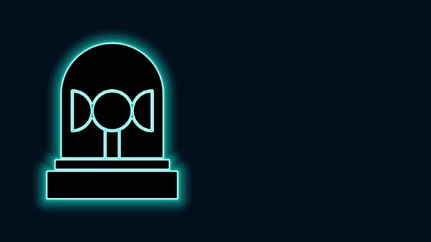 Glowing neon line Flasher siren icon isolated on black background. Emergency flashing siren. 4K Video motion graphic animation — Stock Video