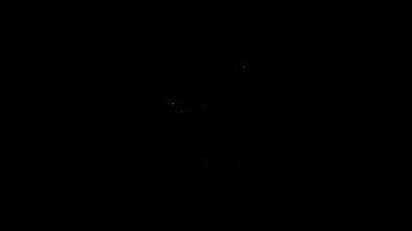 Siyah arkaplanda kalkan simgesi olan beyaz çizgi takvimi. Sigorta konsepti. Gardiyan. Güvenlik, güvenlik, koruma, gizlilik kavramı. 4K Video hareketli grafik canlandırması