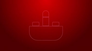 Kırmızı zemin üzerinde su musluğu simgesi olan yeşil çizgi lavabo. 4K Video hareketli grafik canlandırması