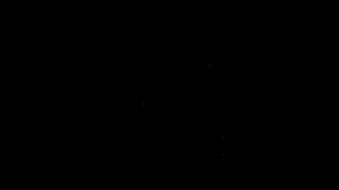 Beyaz çizgi. Siyah arka planda izole edilmiş bir kova ve içme suyu ikonu var. 4K Video hareketli grafik canlandırması