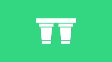 Yeşil arkaplanda beyaz su filtresi simgesi izole edildi. Su filtreleme sistemi. Ters osmoz sistemi. 4K Video hareketli grafik canlandırması