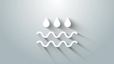 Gri zemin üzerinde su damlası simgesi olan beyaz dalga. 4K Video hareketli grafik canlandırması