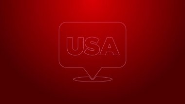 Yeşil çizgi ABD Bağımsızlık Günü simgesi kırmızı arkaplanda izole edildi. 4 Temmuz. Amerika Birleşik Devletleri ülkesi. 4K Video hareketli grafik canlandırması