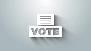 Gri arka planda izole edilmiş zarflı oy sandığı ya da oy sandığı. 4K Video hareketli grafik canlandırması