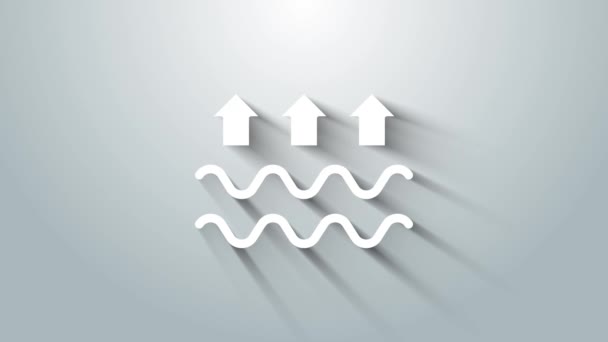 White Waves of water and evaporation icon isolated on grey background. 4K Video motion graphic animation — Stock Video