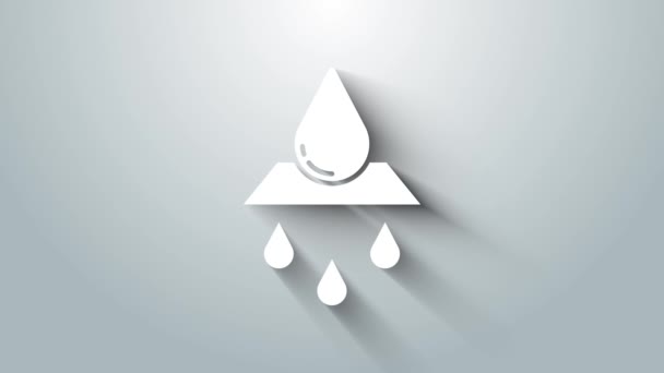 Blanco Reciclar limpio icono de aqua aislado sobre fondo gris. Gota de agua con reciclaje de letreros. Animación gráfica de vídeo 4K — Vídeos de Stock