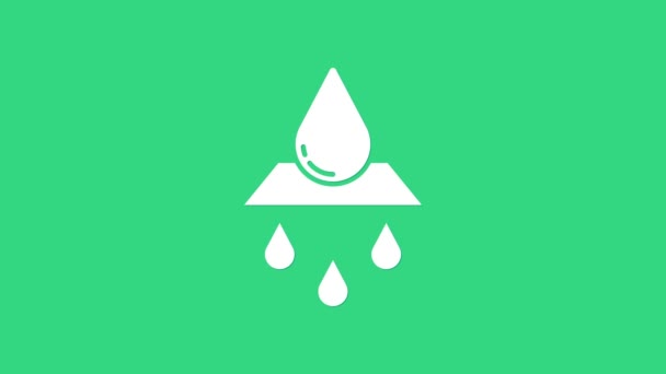 Blanco Reciclar limpio icono de aqua aislado sobre fondo verde. Gota de agua con reciclaje de letreros. Animación gráfica de vídeo 4K — Vídeo de stock