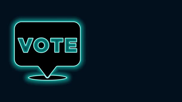 Glowing neon line Vote icon isolated on black background. Animasi grafis gerak Video 4K — Stok Video