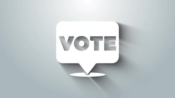 White Vote Symbol isoliert auf grauem Hintergrund. 4K Video Motion Grafik Animation — Stockvideo