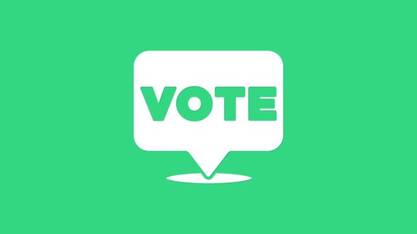 Icono de voto blanco aislado sobre fondo verde. Animación gráfica de vídeo 4K — Vídeo de stock
